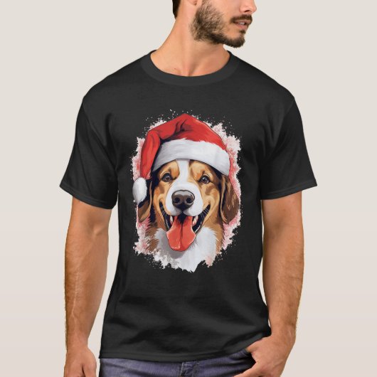 Funny cute dog lover celebrating Christmas with ha T-Shirt (Vorderseite)