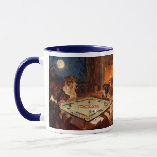 Funny Cute Dogs Playing A Board Game Coffee   Tasse (Links)