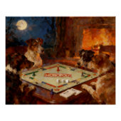 Funny Cute Dogs Playing A Board Game  Poster (Vorderseite)
