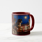 Funny Cute Dogs Playing Checkers Gift Coffee Tasse (VorderseiteRechts)
