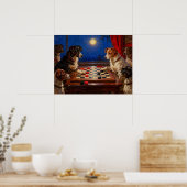 Funny Cute Dogs Playing Checkers Gift Poster (Küche)
