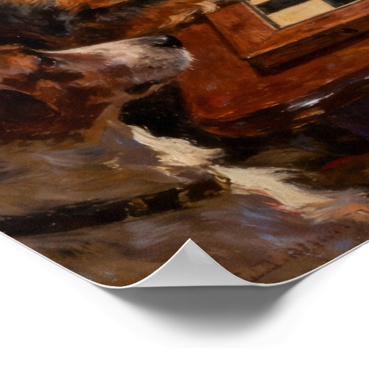 Funny Cute Dogs Playing Checkers Gift Poster (Ecke)