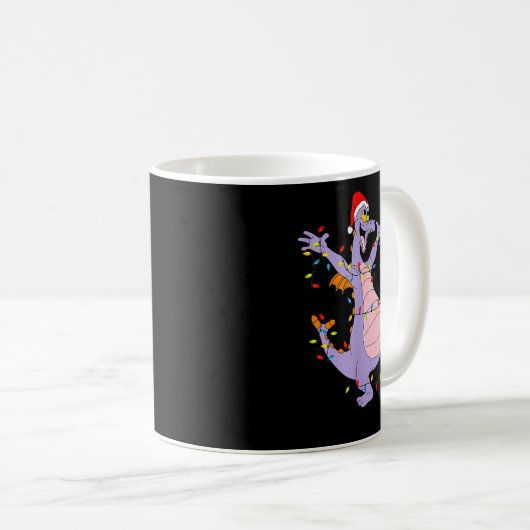 Funny Cute Dragon Figment Lights Christmas Santa G Kaffeetasse (VorderseiteRechts)
