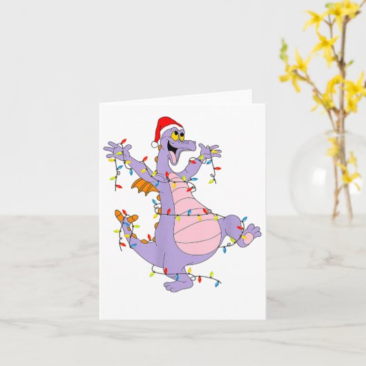 Funny Cute Dragon Figment Lights Christmas Santa M Karte (Gelbe Blume)