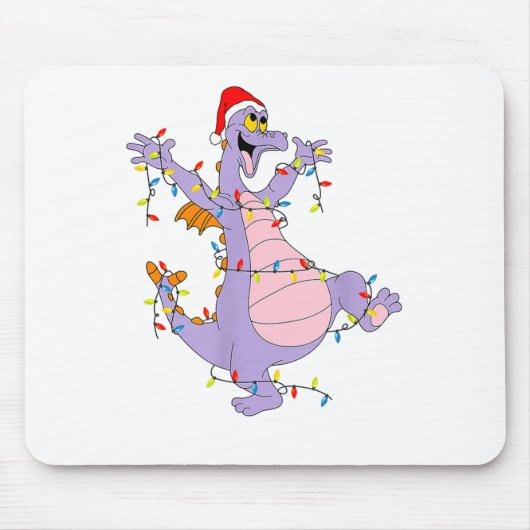 Funny Cute Dragon Figment Lights Christmas Santa M Mousepad (Vorne)