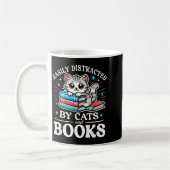Funny Cute Easily Distracted By Cats And Books Kaffeetasse (Links)