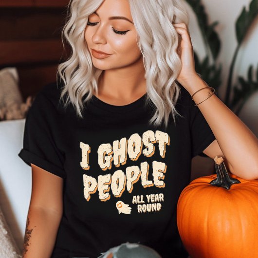 Funny Cute Ghost People Halloween Orange T-Shirt