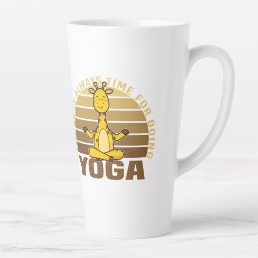 Funny cute giraffe doing yoga. funny yoga poses milchtasse (Rechts)
