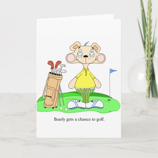 Funny Cute Golfing Bear Greeting Card Karte (Vorderseite)