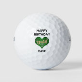 Funny Cute Happy Birthday Name Heart Golfer Golfball (Vorderseite)