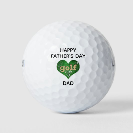 Funny Cute Happy Fathers Day Dad Heart Golfer Golfball (Vorderseite)