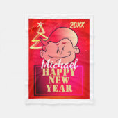 Funny Cute Little Cartoon Boy Happy New Year Fleecedecke (Vorderseite)