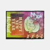 Funny Cute Little Cartoon Boy Happy New Year T Shi Fleecedecke (Vorderseite (Horizontal))