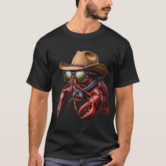 Funny Cute Lobster Cowboy Cool Western Country  T-Shirt