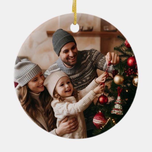 Funny Cute MInimalist Snowman Frosted Forest Keramik Ornament (Hinten)