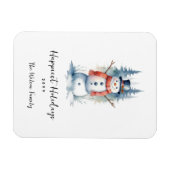 Funny Cute MInimalist Snowman Frosted Forest Magnet (Horizontal)