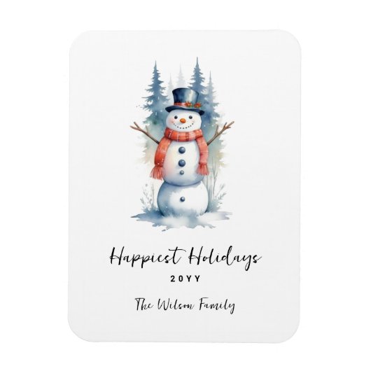 Funny Cute MInimalist Snowman Frosted Forest Magnet (Vertikal)