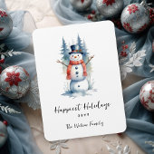 Funny Cute MInimalist Snowman Frosted Forest Magnet