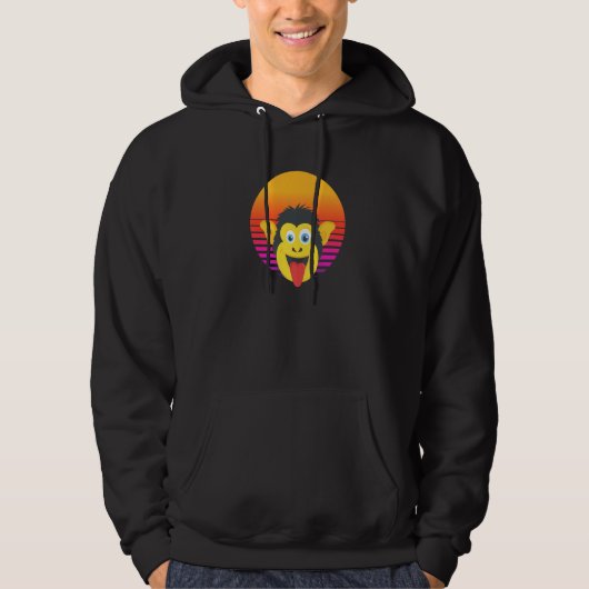 Funny Cute Monkey Chimpanzee Zoo Animal Face Retro Hoodie (Vorderseite)