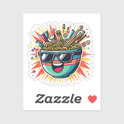 Funny Cute Noodle Cartoon Ramen Bowl Aufkleber (Blatt)