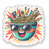 Funny Cute Noodle Cartoon Ramen Bowl Aufkleber (Vorderseite)