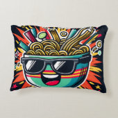 Funny Cute Noodle Cartoon Ramen Bowl Dekokissen (Rückseite)