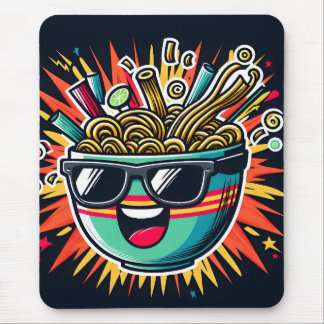 Funny Cute Noodle Cartoon Ramen Bowl Mousepad