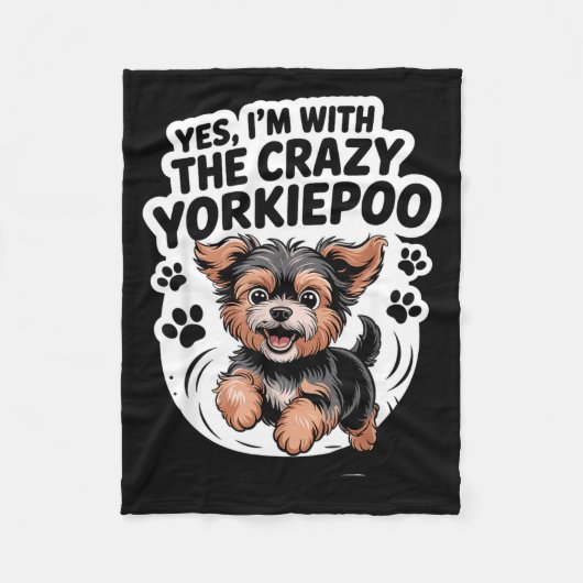 Funny Cute Pet Mix Dog Pup Yes I'm With The Crazy Fleecedecke (Vorderseite)