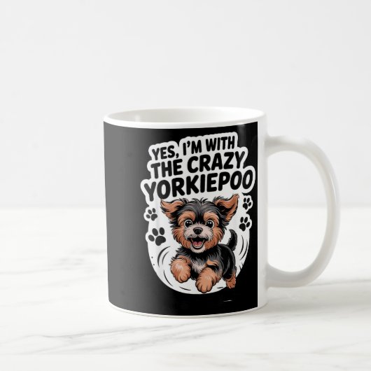Funny Cute Pet Mix Dog Pup Yes I'm With The Crazy  Kaffeetasse (Rechts)