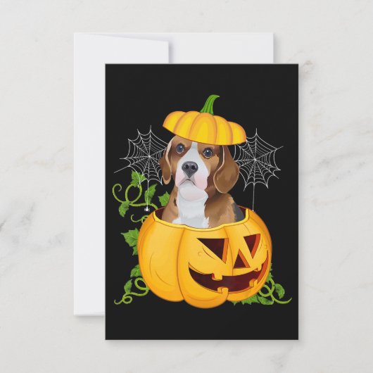 Funny Cute Pumpkin Halloween Beagle Witch Pumpkin RSVP Karte (Vorderseite)