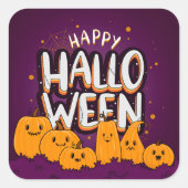Funny Cute Pumpkins Kids Happy Halloween Quadratischer Aufkleber (Vorderseite)