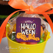 Funny Cute Pumpkins Kids Happy Halloween Quadratischer Aufkleber