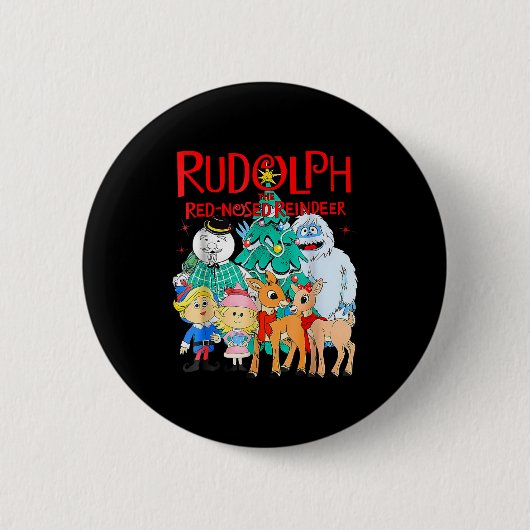 Funny Cute Rudolph The Red Nosed Reindeer Christma Button (Vorderseite)