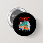 Funny Cute Rudolph The Red Nosed Reindeer Christma Button (Vorne & Hinten)