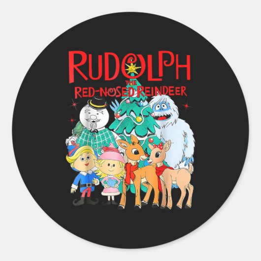 Funny Cute Rudolph The Red Nosed Reindeer Christma Runder Aufkleber (Vorderseite)