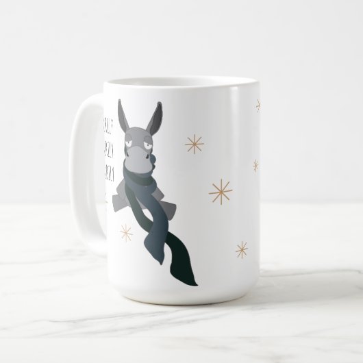 Funny Cute Sarcastically Merry Winter Donkey  Kaffeetasse (Vorderseite Links)