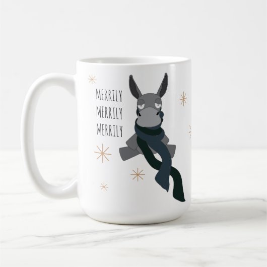 Funny Cute Sarcastically Merry Winter Donkey  Kaffeetasse (Links)