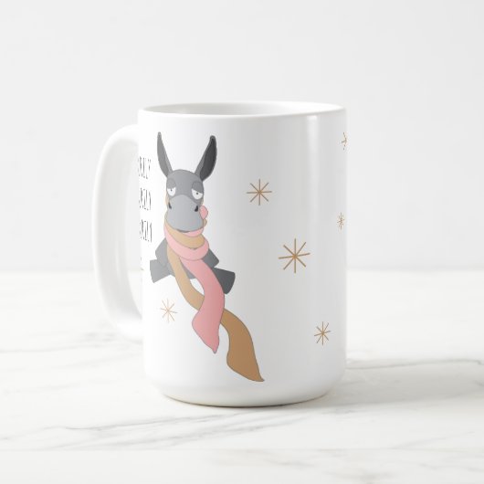 Funny Cute Sarcastically Merry Winter Donkey  Kaffeetasse (Vorderseite Links)
