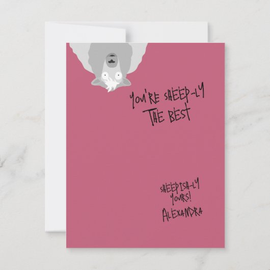 Funny Cute Sheeply The Best Sheep Pun  Mitteilungskarte (Rückseite)