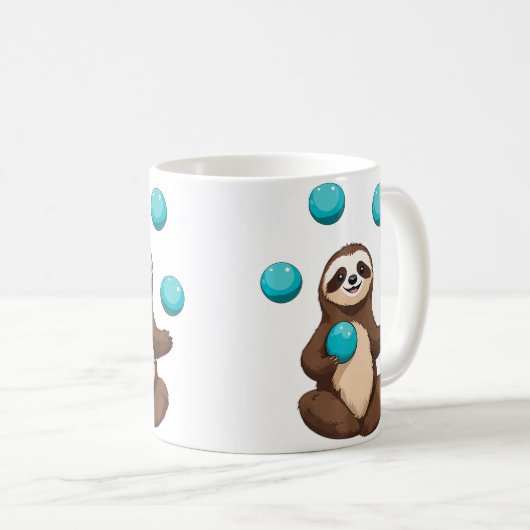 Funny Cute Sloth Juggling Circus Balls Juggling Kaffeetasse (VorderseiteRechts)