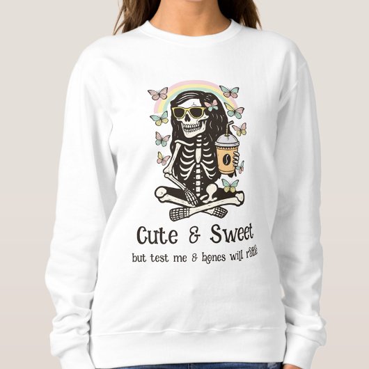 Funny Cute Sweet Skeleton Butterflies Halloween Sweatshirt