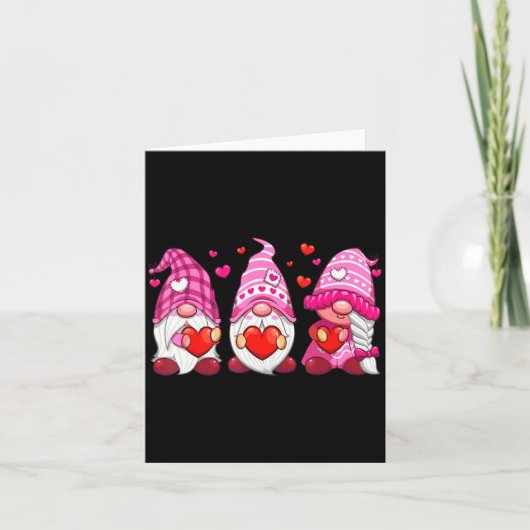 Funny Cute Three Gnomies Nk Hearts Matching Vale Karte (Vorderseite)