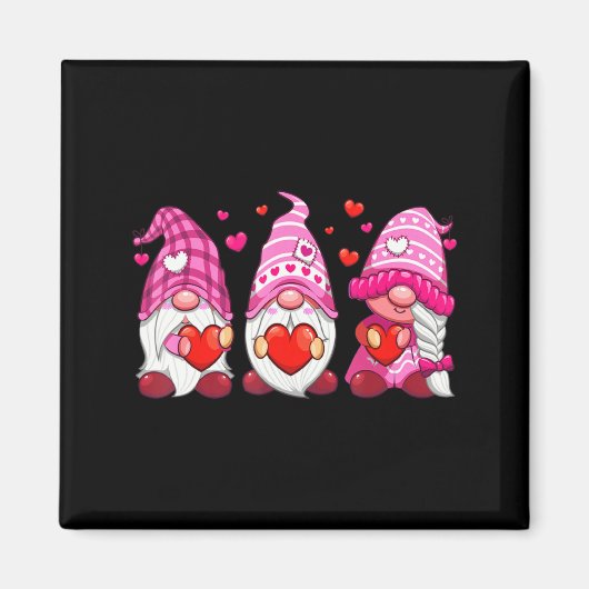 Funny Cute Three Gnomies Nk Hearts Matching Vale Magnet (Vorne)