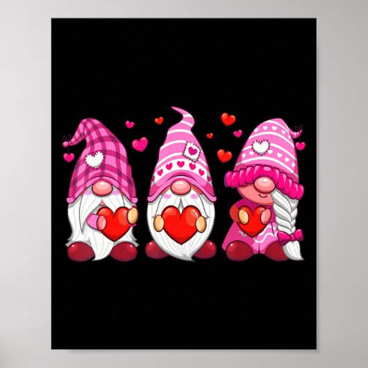 Funny Cute Three Gnomies Nk Hearts Matching Vale Poster (Vorne)