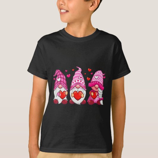 Funny Cute Three Gnomies Nk Hearts Matching Vale T-Shirt (Vorderseite)