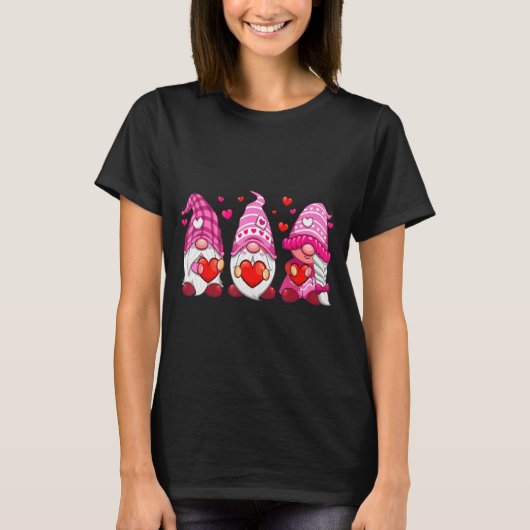 Funny Cute Three Gnomies Nk Hearts Matching Vale T-Shirt (Vorderseite)