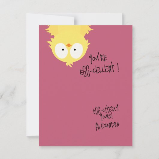 Funny Cute “You’re Egg-cellent” Chicken Pun Mitteilungskarte (Rückseite)