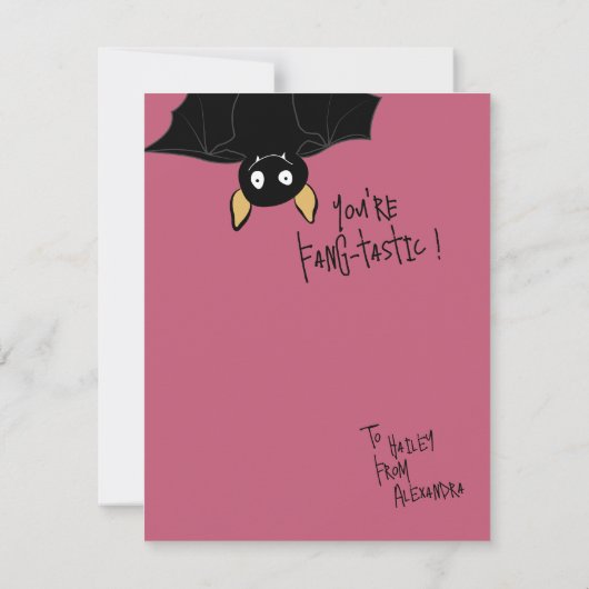 Funny Cute “You’re Fang-tastic” Bat Pun  Karte (Rückseite)