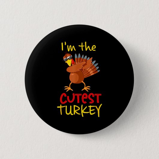 Funny Cutest Turkey Matching Family Group Thanksgi Button (Vorderseite)