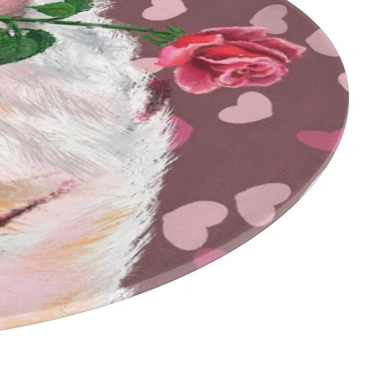 Funny Cutting Board Gentleman Pig mit Rose Schneidebrett (Ecke)